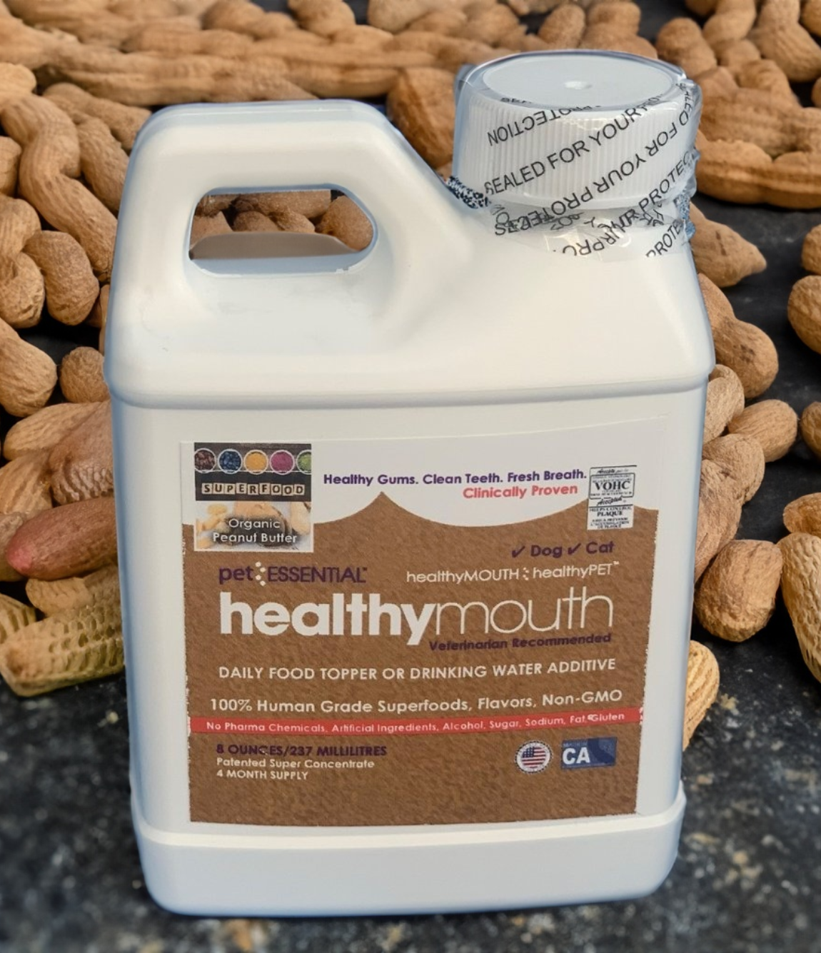 Healthymouth Additif pour l'eau canine 237 ml de beurre de cacahuète